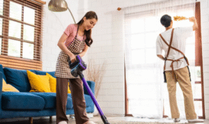 Why does rinsing bathroom buckets and mugs properly prevent slimy build-up over time?