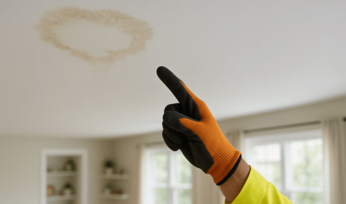 How can looking for old patchwork spots on the roof surface reveal repeated leakage issues?