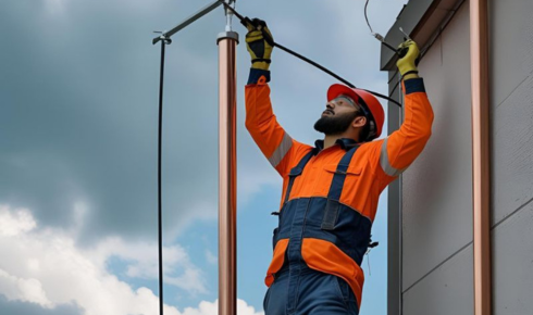 What benefit is there in checking if lightning arresters or grounding systems exist on tall buildings?