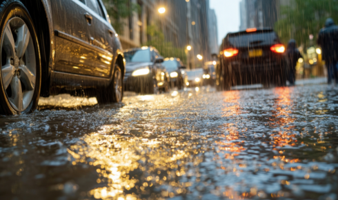 How can asking about past flooding or waterlogging in the parking area guide your decision in monsoon-prone cities?